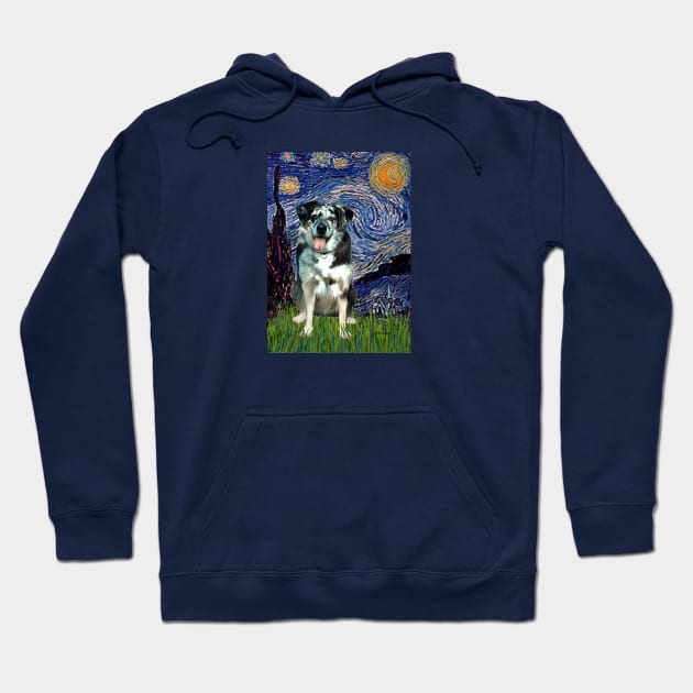 Starry Night (Van Gogh) with a Catahoula Leopard Dog Hoodie by Dogs Galore and More
